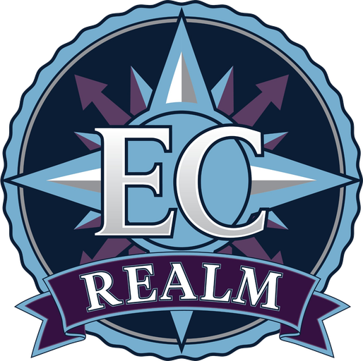 The Event Compass: Realm crest, a compass rose in maroon and gold over a banner reading Realm